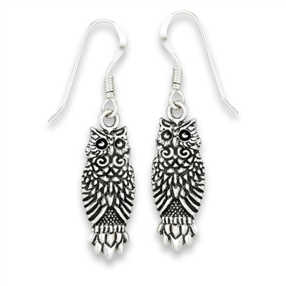 NWT- Sterling Silver Great Horned Owl Earrings
